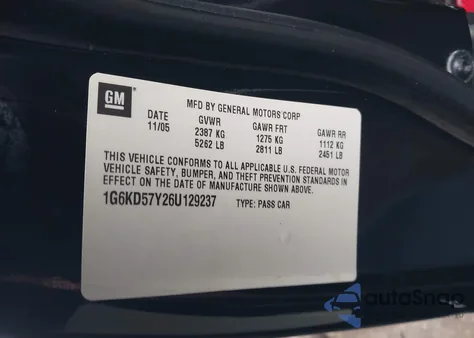 2006 Cadillac Dts Standard z USA, uszkodzony, nr VIN 1G6KD57Y26U129237